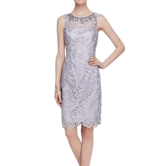 Adrianna Papell Dresses & Skirts - Nwt Adrianna Papell Fashions Silver Lavender Crochet Lace Midi MOTB Dres…